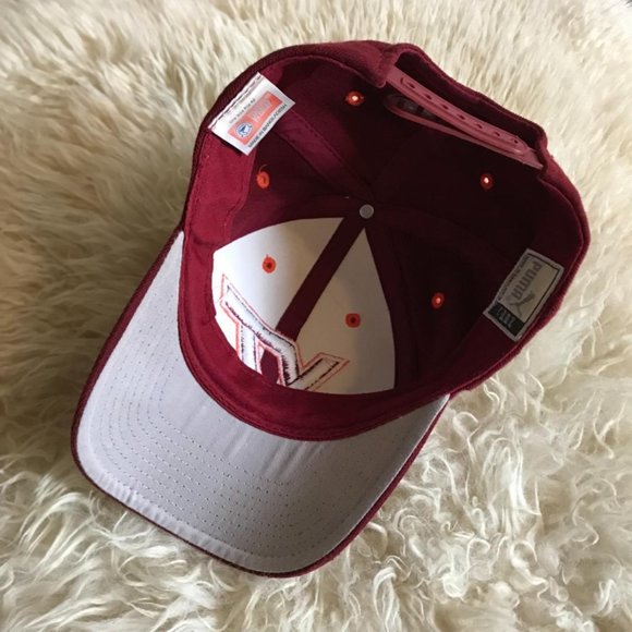 Vintage Y2K Puma NCAA Virginia Tech‎ Burgundy Maroon Red Orange Embroidered Hat - Picture 2 of 4
